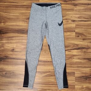 Nike Pro Gray/Black Mesh Leggings Size Small